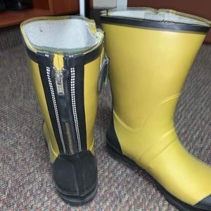 yellow rain boots